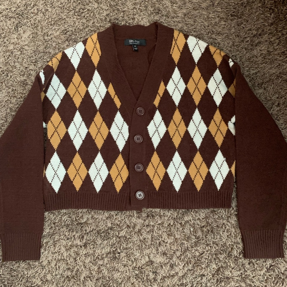 Brown Cardigan sweater with matching tank top